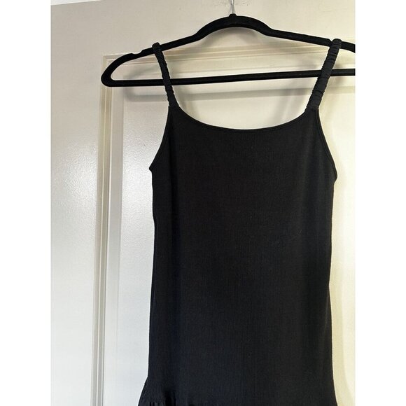 Bassike Thin Gathered Strap Maxi Dress Ribbed Drop Waist Black Size 1 or US 4 - Picture 4 of 10